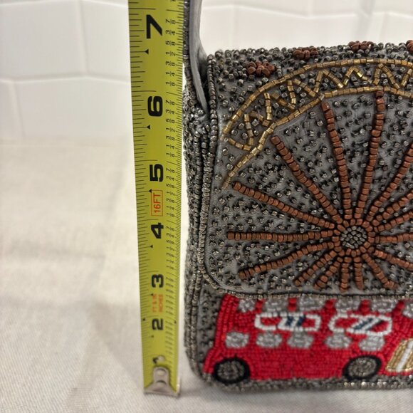 Viral London Beaded Shoulder Bag - Silver & Multicolor - Made in India - Picture 8 of 11